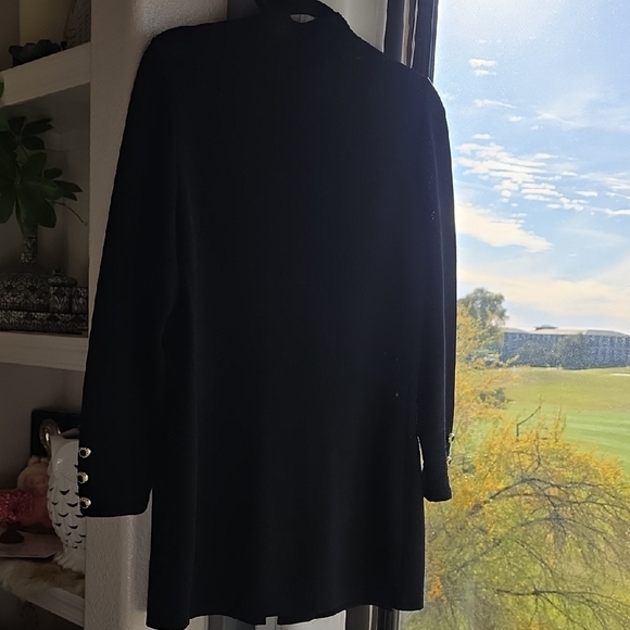 St. John Elegant Black Zip Military Cardigan Coat with Gold  Size 12 - Picture 4 of 16